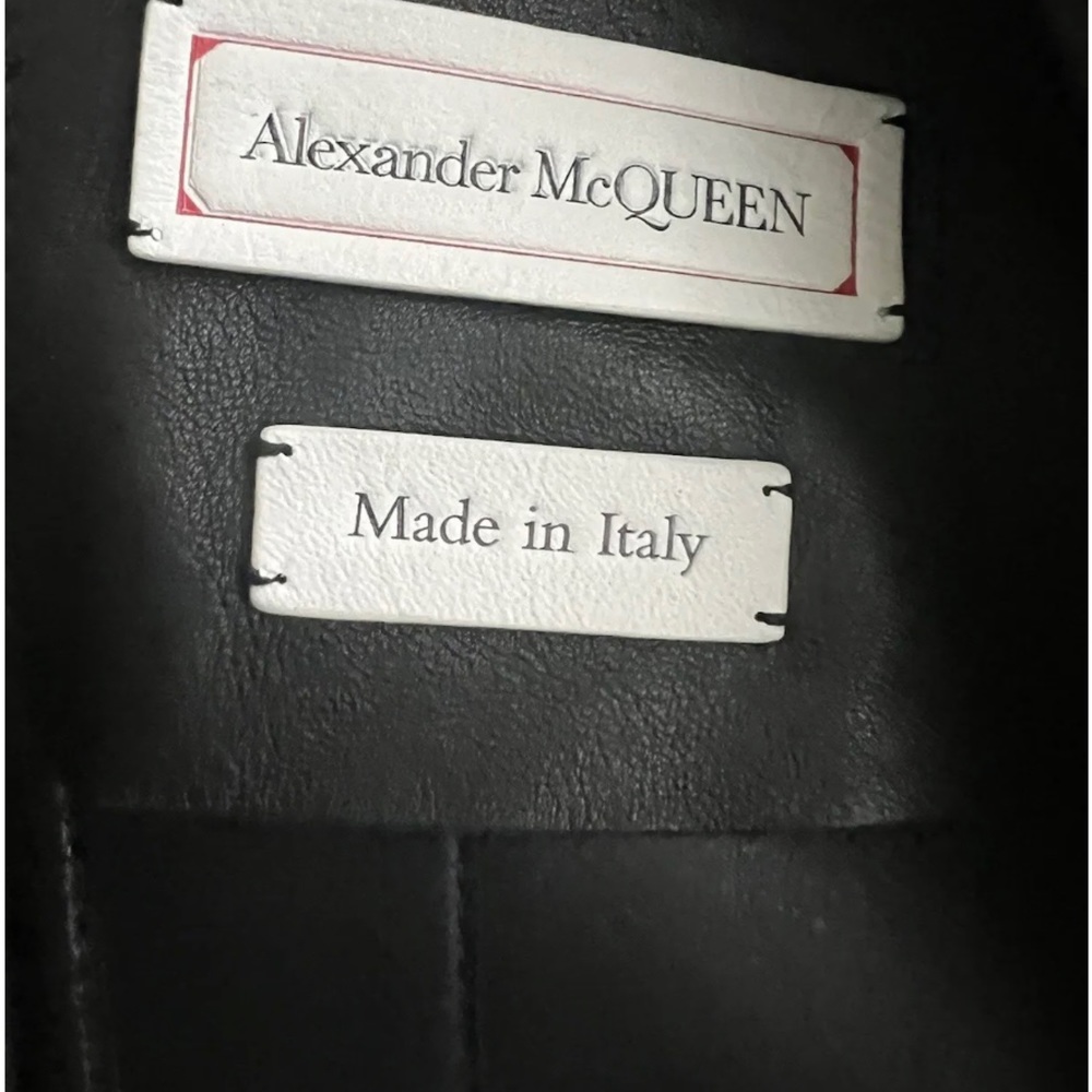 Alexander McQueen Zip Front Embroidered Peplum Leather Moto Jacket, Black, IT38 - Picture 2 of 12